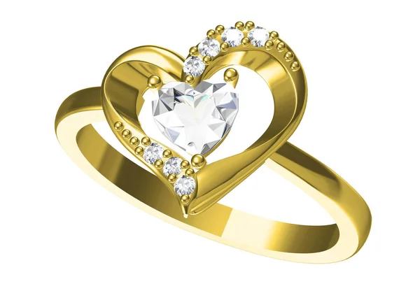 Ring isoliert auf weißem 3D-Rendering. Zeichen der Liebe. Modejuwel — Stockfoto