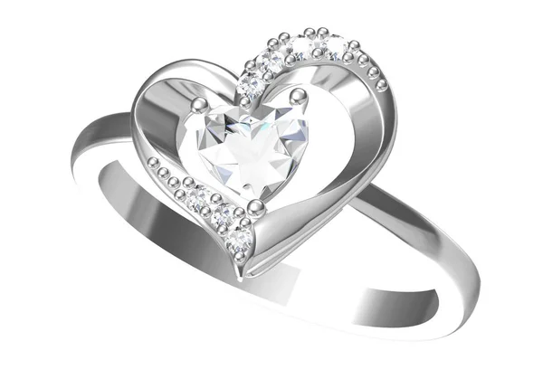 Bague de mariage avec diamant. Un signe d'amour. Bijoux mode .3D ren — Photo