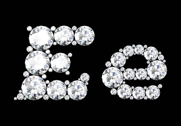 Letras de diamante com pedras preciosas isoladas na renderização black.3D — Fotografia de Stock
