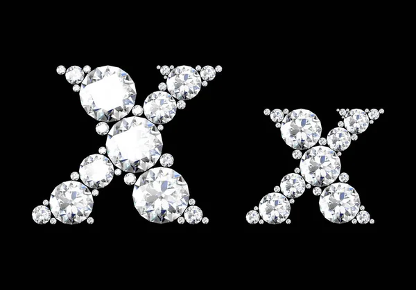 Diamant bokstäver med ädelstenar isolerade på svart. 3D-rendering — Stockfoto