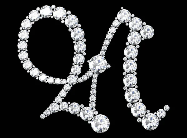 Diamantbokstäver med ädelstenar (högupplöst 3D-bild) — Stockfoto