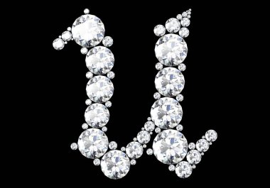 Siyah.3d render izole değerli taşlar ile elmas harfler