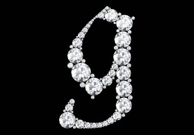 Siyah.3d render izole değerli taşlar ile elmas harfler