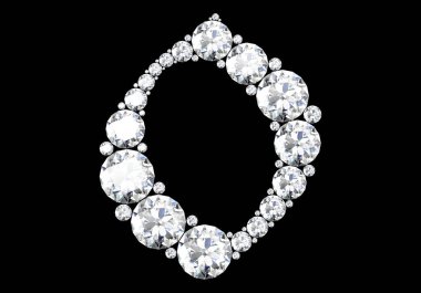 Siyah.3d render izole değerli taşlar ile elmas harfler