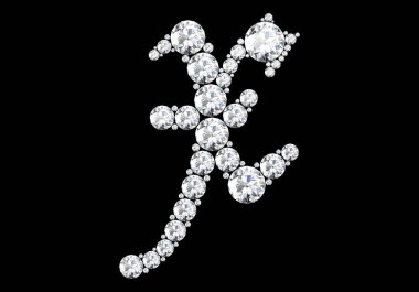 Siyah.3d render izole değerli taşlar ile elmas harfler