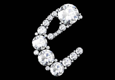 Siyah.3d render izole değerli taşlar ile elmas harfler