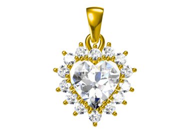 Beyaz arkaplandaki güzel kolye 3D oluşturma