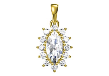 Beyaz arkaplandaki güzel kolye 3D oluşturma