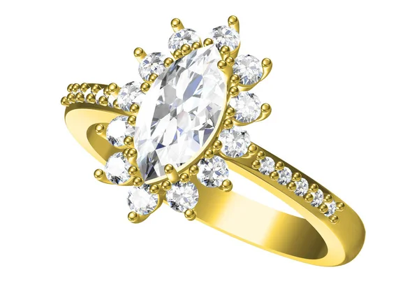 Anel de casamento no fundo branco .3D renderização — Fotografia de Stock