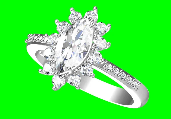 緑の背景に結婚指輪.3Dレンダリング — ストック写真
