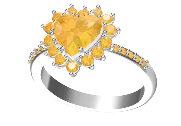 Anel de casamento no fundo branco .3D renderização — Fotografia de Stock
