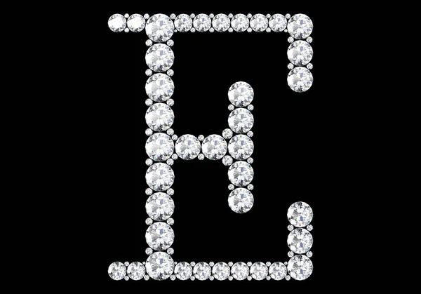 Алмазні літери з дорогоцінними каменями ізольовані на чорному 3D рендерингу — стокове фото