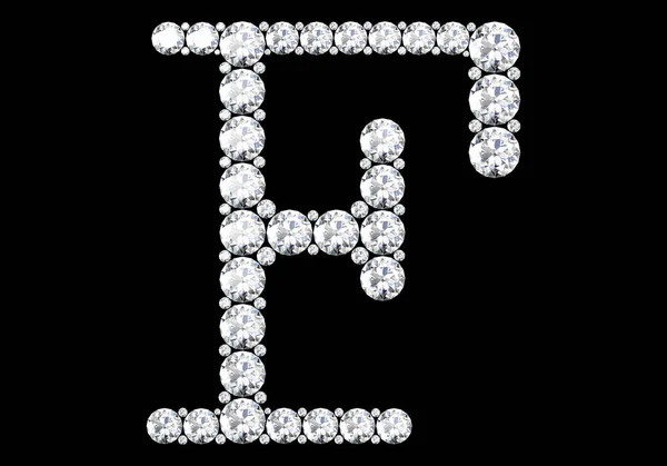 Letras de diamantes con piedras preciosas aisladas en negro.Representación 3D —  Fotos de Stock