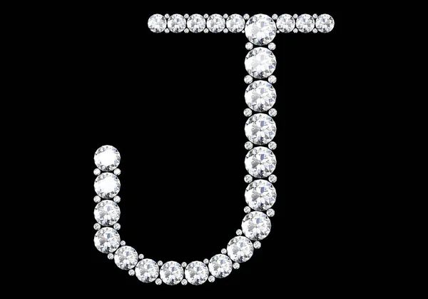 Diamant bokstäver med ädelstenar isolerade på svart. 3D-rendering — Stockfoto