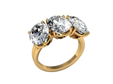 Beyaz arkaplanda izole edilmiş 3D altın yüzük oluşturma