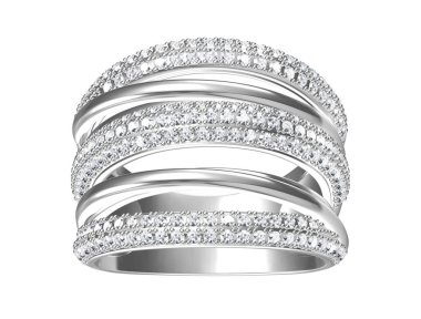 Evlilik yüzüğü beyaz arka planda. 3B görüntüleme