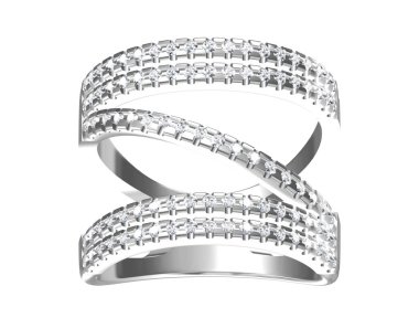 Evlilik yüzüğü beyaz arka planda. 3B görüntüleme