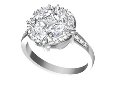 Evlilik yüzüğü beyaz arka planda. 3B görüntüleme