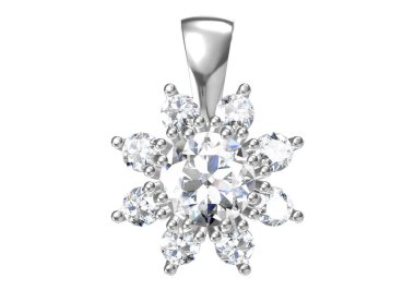 Beyaz arka planda güzel bir kolye. 3B görüntüleme