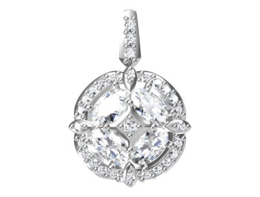 Beyaz arka planda güzel bir kolye. 3B görüntüleme