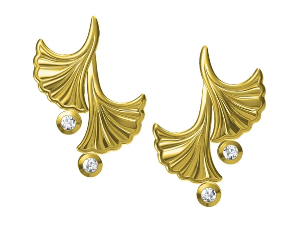 Beautiful Diamond Stud Earrings isolated on white (3D rendering)(3D rendering)
