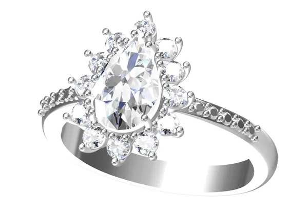 白色背景的结婚戒指 3D渲染 — 图库照片