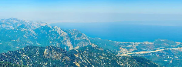 Aerial panoramic view of mediterranean coast of Antalya Province. Turkey