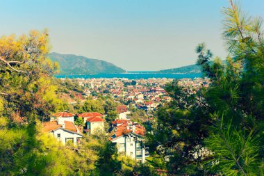 Marmaris görünümünü gün batımında. Muğla il. Türkiye