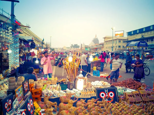 Puri Orissa India January 2019 Street Vendor Sells Traditional Souvenirs — Stock Photo, Image