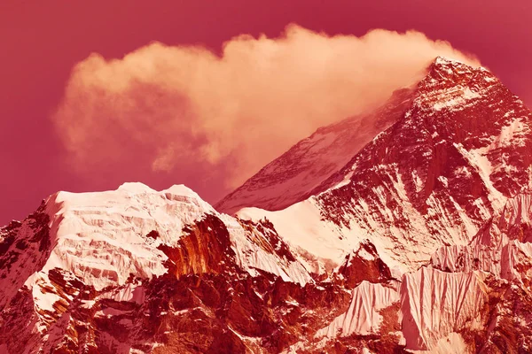 Mount Everest Sagarmatha Chomolungma Werelds Hoogste Berg 8848 Uitzicht Vanaf — Stockfoto