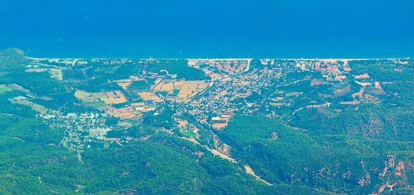 Aerial Panoramic View Small Resort Town Tekirova Mediterranean Coast Antalya — Stock Photo, Image