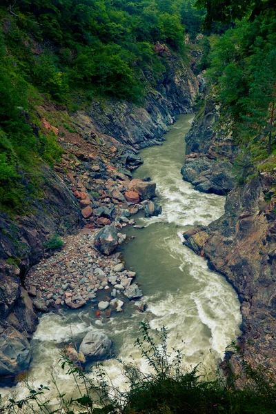 Mächtiger Strom Des Gebirgsflusses White Khamyshki Republik Adygea Russland — Stockfoto