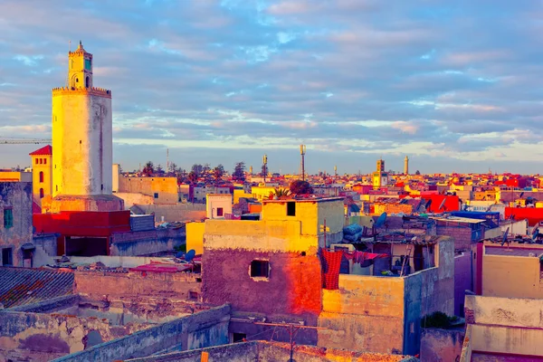 Gran Mezquita Fortaleza Mazagan Paisaje Urbano Jadida Amanecer Marruecos — Foto de Stock