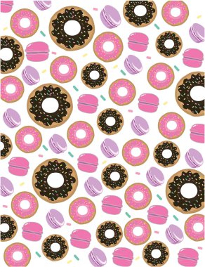 tatlılar donuts ve kek ile renkli ve parlak arka plan