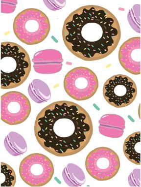 tatlılar donuts ve kek ile soyut renkli ve parlak arka plan