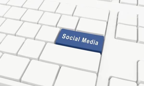 Computertastatur Mit Blauer Tastatur Social Media — Stockfoto