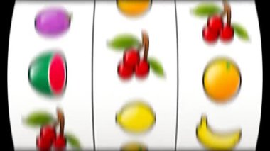 Meyve makinası. 3 boyutlu kumar makinesi 3 kirazı vurdu