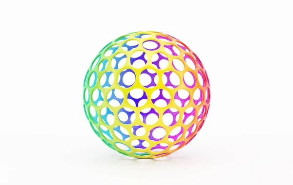 彩虹色穿孔球的三维渲染 — 图库照片
