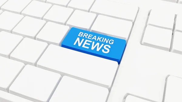 Computer Keyboard Light Blue Key Spelling Breaking News — Stock Photo, Image