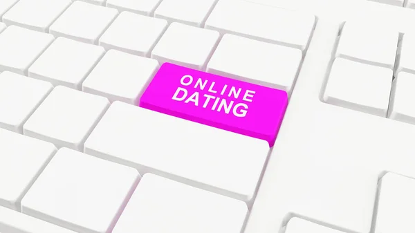 Teclado Computador Com Uma Soletração Chave Rosa Online Dating — Fotografia de Stock