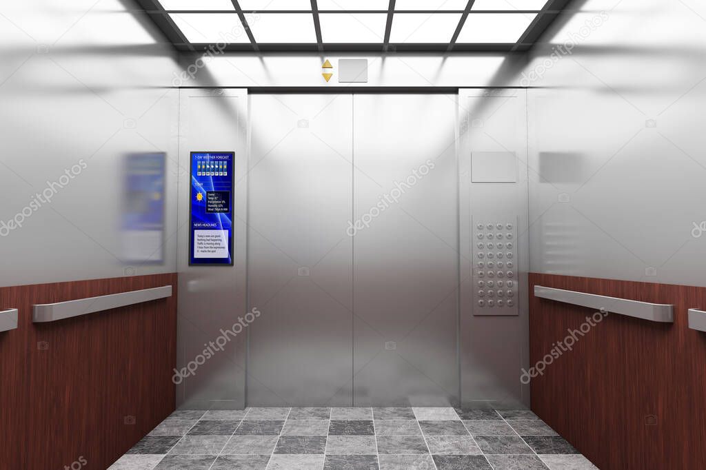 3D render of a modern elevator