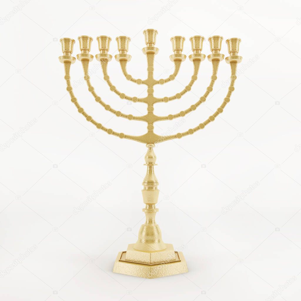 3D render of a traditional Hanukkah Menorah
