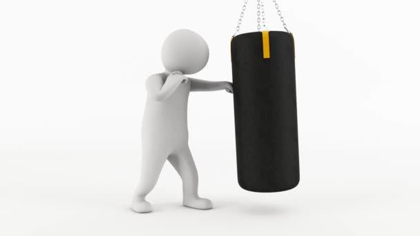 Character Punching Bag Boxing Training Animation Character Animation John Dough — Stock Video