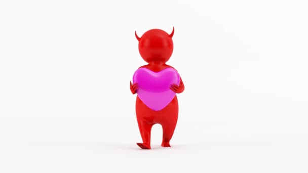 Karakter Kleine Rode Duivel Karakter Animatie Little Red Devil Karakter — Stockvideo