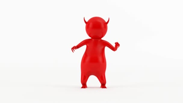 Boyutlu Karakter Küçük Kırmızı Şeytan Boyutlu Karakter Animasyonu Küçük Kırmızı — Stok video
