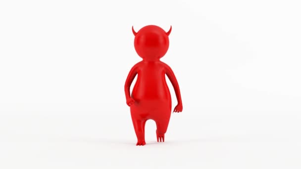 Character Little Red Devil Character Animation Little Red Devil Character — Stock Video