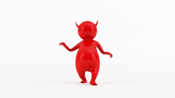 Character Little Red Devil Character Animation Little Red Devil Character — Stock Video