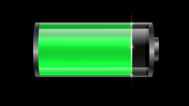 Batterijontlading Batterijontlading Animatie Van Kleur Veranderen Van Groen Naar Rood — Stockvideo