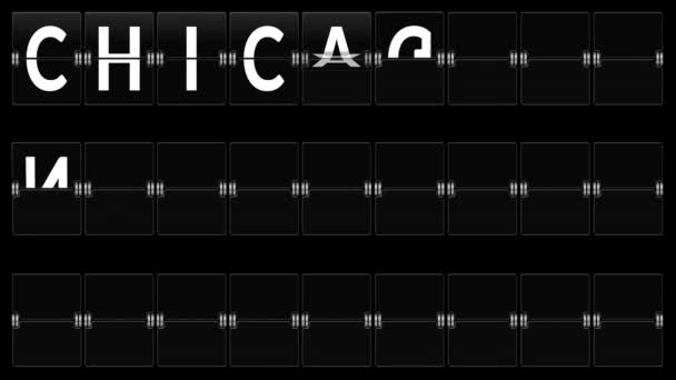 Pantalla Del Aeropuerto Flip Board Cerca Renderizado Una Placa Visualización — Vídeo de stock