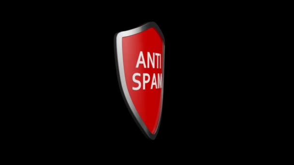 Spam Web Icoon Animatie Animatie Van Een Draaiend Spam Schild — Stockvideo